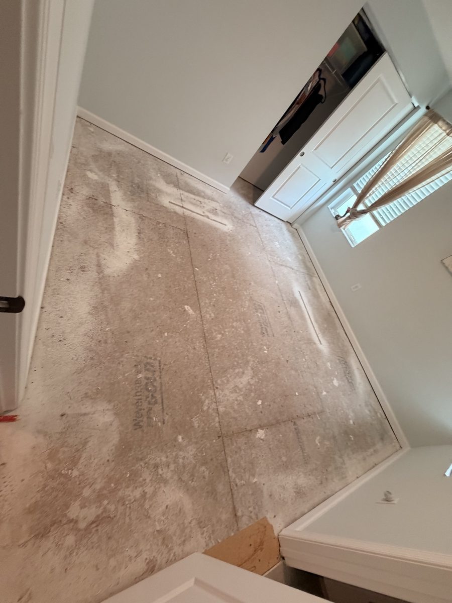 Bedroom subfloor before carpet install